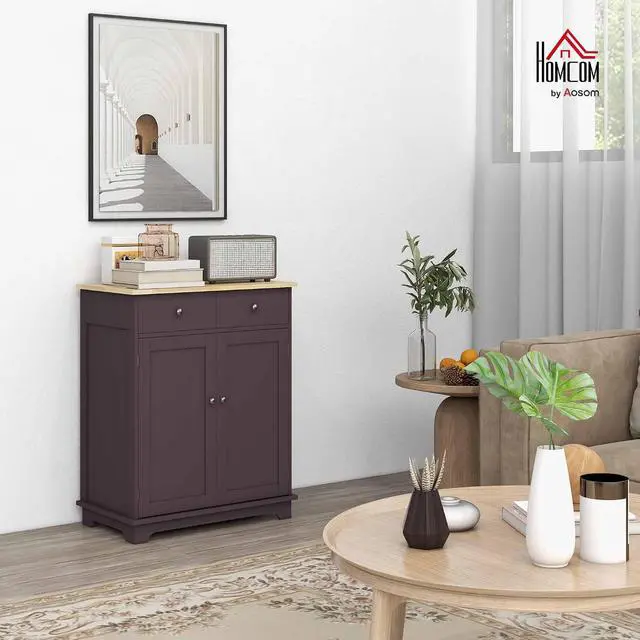Alt view image 2 of 7 - Sideboard Buffet Cabinet Solid Wood Countertop Coffee | Modern Kitchen Storage, Coffee Bar Cabinet, 2 Drawers, Doors, Adjustable Shelf