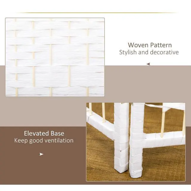 Alt view image 5 of 7 - 3 Panel Room Divider, Folding Privacy Screen, 5.6', White | Room Separator, Wave Fiber Freestanding Partition Wall Divider