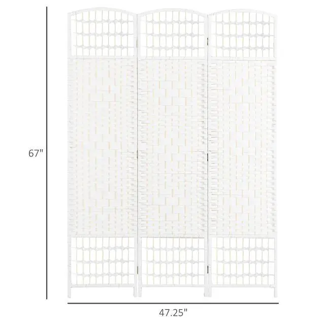 Alt view image 7 of 7 - 3 Panel Room Divider, Folding Privacy Screen, 5.6', White | Room Separator, Wave Fiber Freestanding Partition Wall Divider