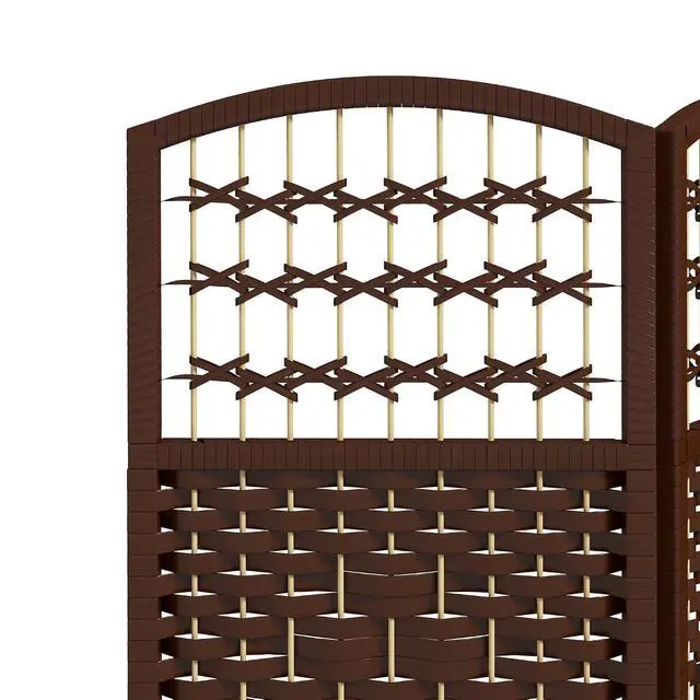 Alt view image 6 of 7 - 3 Panel Room Divider, Folding Privacy Screen, 5.6', Brown | Room Separator, Wave Fiber Freestanding Partition Wall Divider