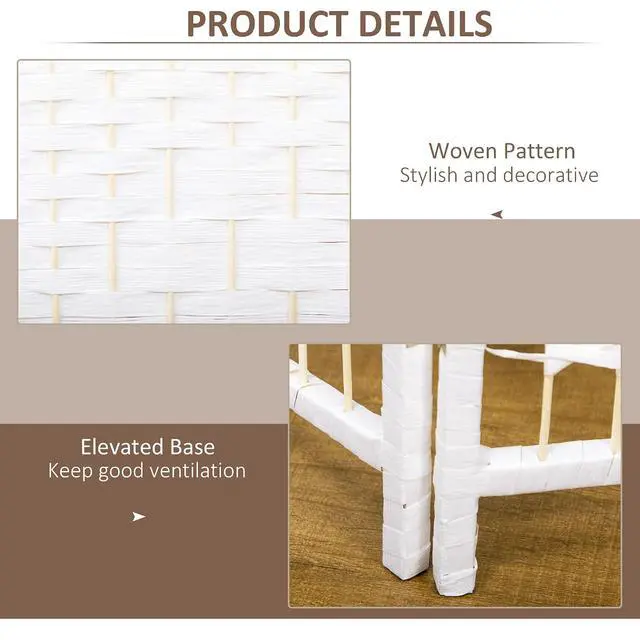 Alt view image 5 of 7 - 6 Panel Room Divider, Folding Privacy Screen, 5.6', White | Room Separator, Wave Fiber Freestanding Partition Wall Divider