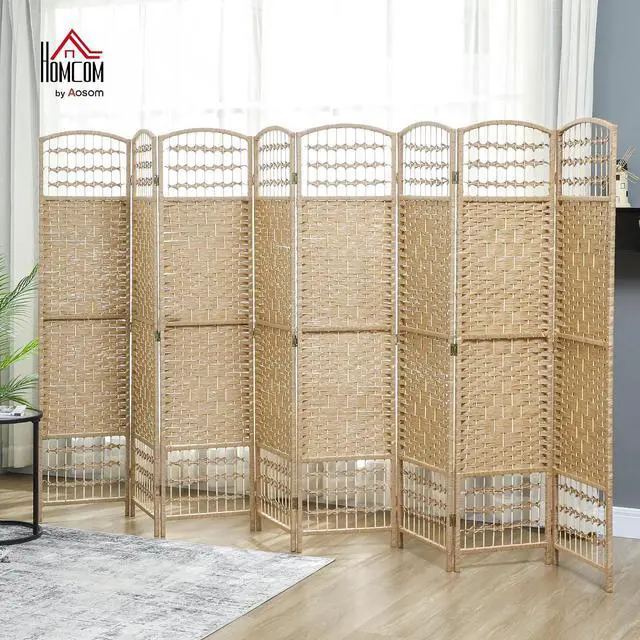 Alt view image 2 of 7 - 8 Panel Room Divider, Folding Privacy Screen, 5.6', Natural | Room Separator, Wave Fiber Freestanding Partition Wall Divider