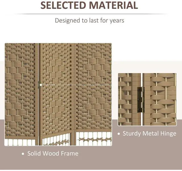 Alt view image 4 of 7 - 3 Panel Room Divider, Folding Privacy Screen, 5.6', Natural | Room Separator, Wave Fiber Freestanding Partition Wall Divider