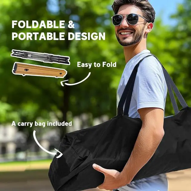 Alt view image 7 of 7 - 3ft Portable Camping Table Storage Bag Aluminum Lightweight Brown | Adjustable Height, Small Folding Table, Picnic, Outdoor Picnic BBQ Backyards Beach