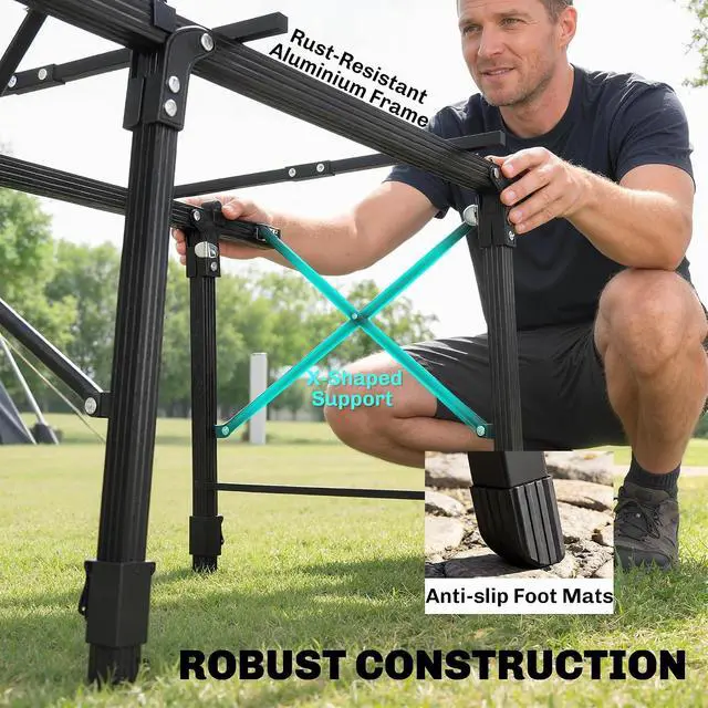 Alt view image 6 of 7 - 3ft Portable Camping Table Storage Bag Aluminum Lightweight Black | Adjustable Height, Small Folding Table, Picnic, Outdoor Picnic BBQ Backyards Beach