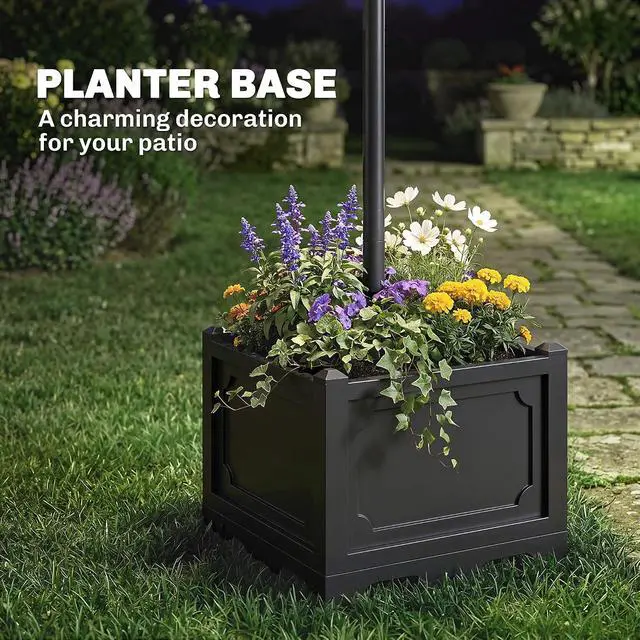Alt view image 4 of 7 - 74.5" 3-Head Solar Lamp Post Light Outdoor with Planter, Black | Solar Pole Lights, Waterproof LED Lighting, Backyard Pathway Patio Lawn Driveway Decor