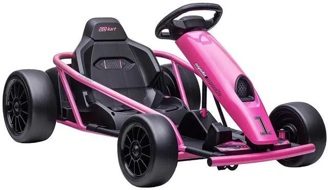 Main image of 24V 8.1 MPH Electric Go Kart Drifting Car Kids Ages 8-12 Pink | Battery Powered Ride on Toy, Slow Start, Music, Horn Honking, Safety Belt, 154 lb Max Weight, Outdoor Use