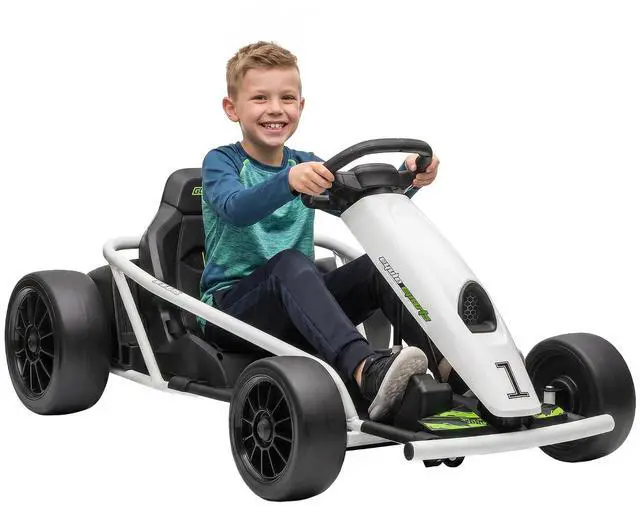 Main image of 24V 8.1 MPH Electric Go Kart Drifting Car for 8-12 Years Old White | Battery Powered Ride on Toy, Outdoor Use, Slow Start, Music, Horn Honking, Safety Belt, 154 lb Max Weight