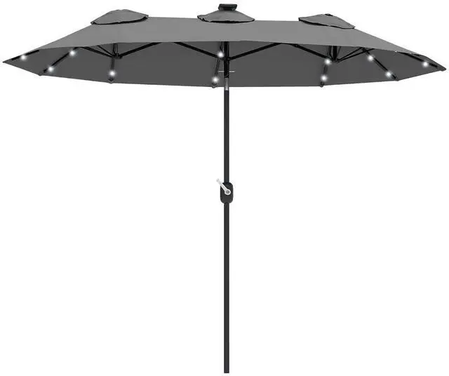 Main image of Double Sided Patio Umbrella | Large Outdoor Market Umbrella, 3 Air Vents, 12 Ribs, for Garden Deck Pool Coffee