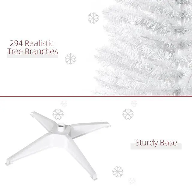 Alt view image 5 of 7 - 5' Artificial Pencil Christmas Tree 294 Realistic Branch Tips White | Slim Xmas Tree, Plastic Stand