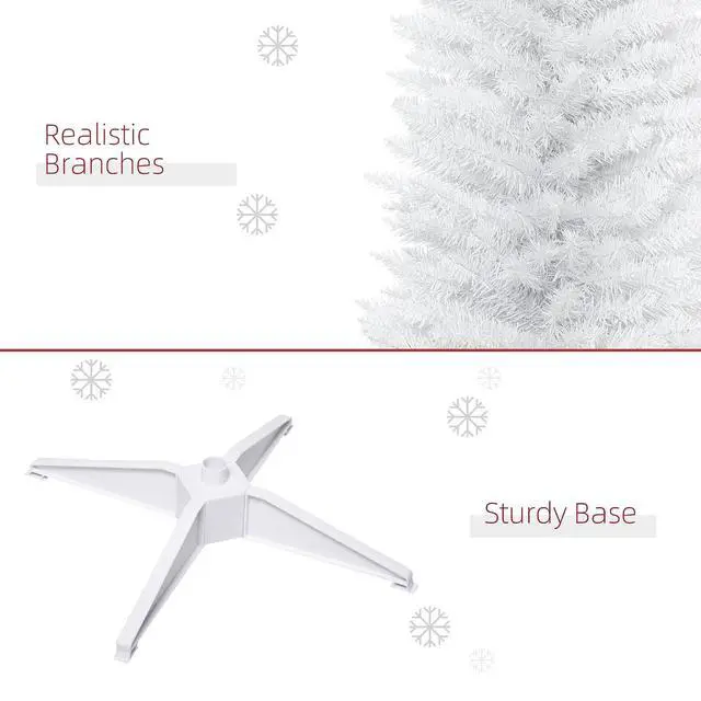 Alt view image 5 of 7 - 7' Artificial Pencil Christmas Tree 499 Realistic Branch Tips White | Slim Xmas Tree, Plastic Stand