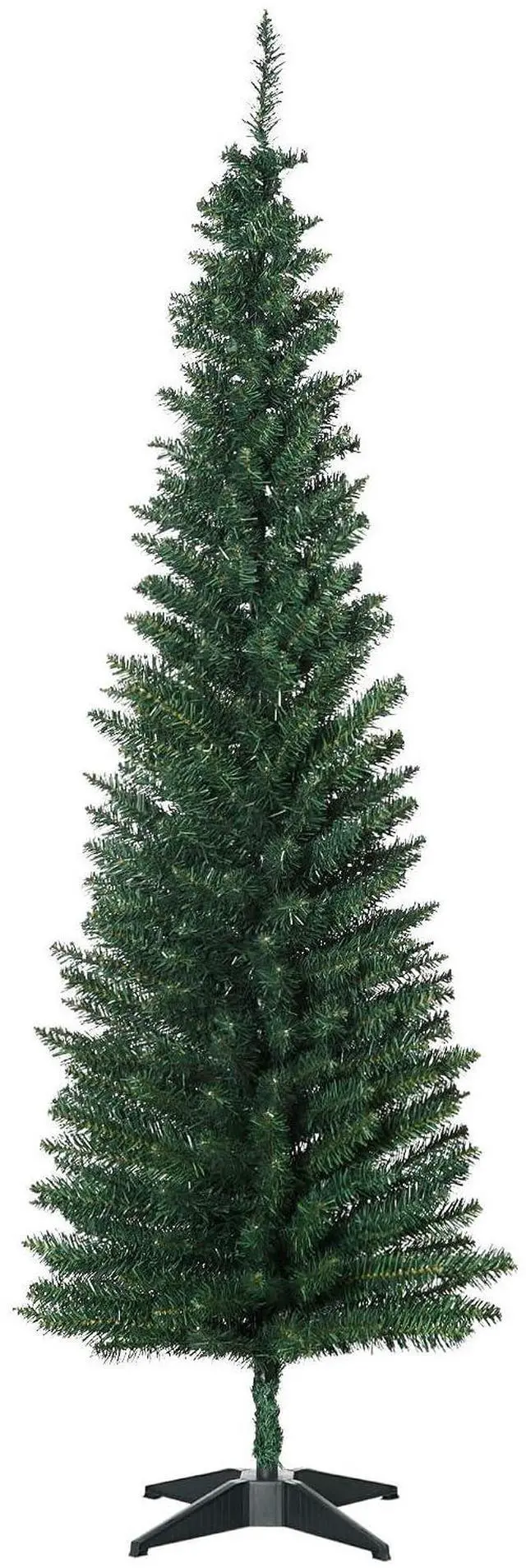 Main image of 6' Artificial Pencil Christmas Tree 390 Realistic Branch Tips Green | 499 Realistic Branch Tips, Slim Xmas Tree, Plastic Stand