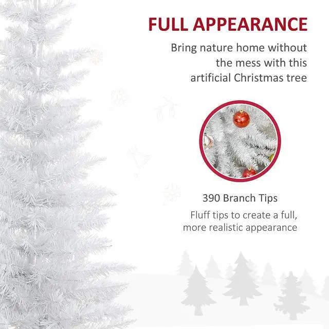 Alt view image 7 of 7 - 7' Artificial Pencil Christmas Tree 499 Realistic Branch Tips White | Slim Xmas Tree, Plastic Stand