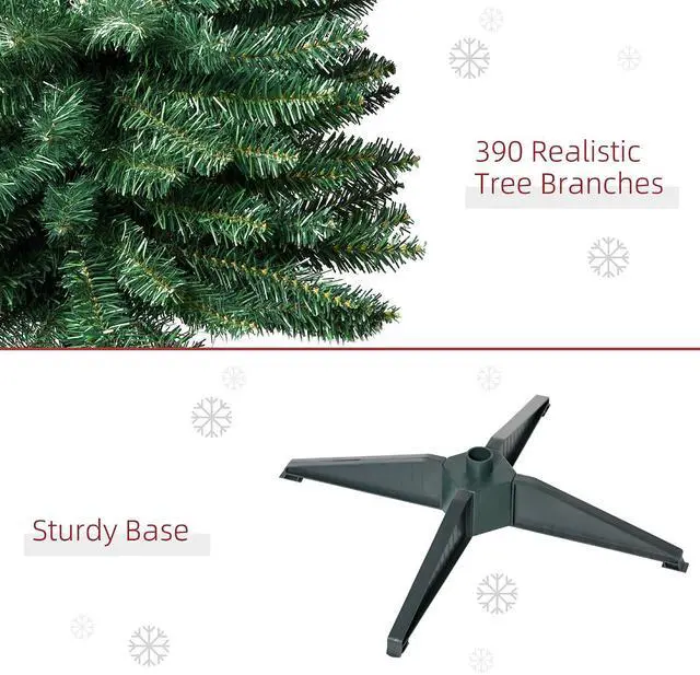 Alt view image 5 of 7 - 6' Artificial Pencil Christmas Tree 390 Realistic Branch Tips Green | 499 Realistic Branch Tips, Slim Xmas Tree, Plastic Stand