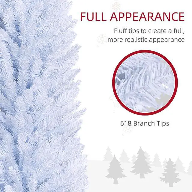 Alt view image 5 of 7 - 8' Artificial Pencil Christmas Tree 618 Realistic Branch Tips White | Slim Xmas Tree, Plastic Stand