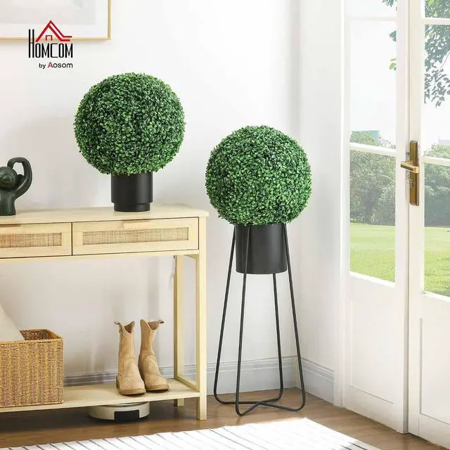Alt view image 2 of 7 - Artificial Boxwood Topiary Ball Set of 2 15.7 Inch Faux Plant Green | UV-Protected, Anti-Fading Fake Plants, for Home Indoor Outdoor Porch
