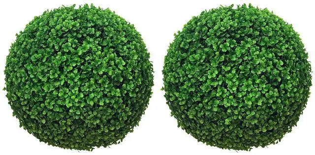 Main image of Artificial Boxwood Topiary Ball Set of 2 15.7 Inch Faux Plant Green | UV-Protected, Anti-Fading Fake Plants, for Home Indoor Outdoor Porch