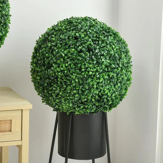 Alt view image 6 of 7 - Artificial Boxwood Topiary Ball Set of 2 15.7 Inch Faux Plant Green | UV-Protected, Anti-Fading Fake Plants, for Home Indoor Outdoor Porch