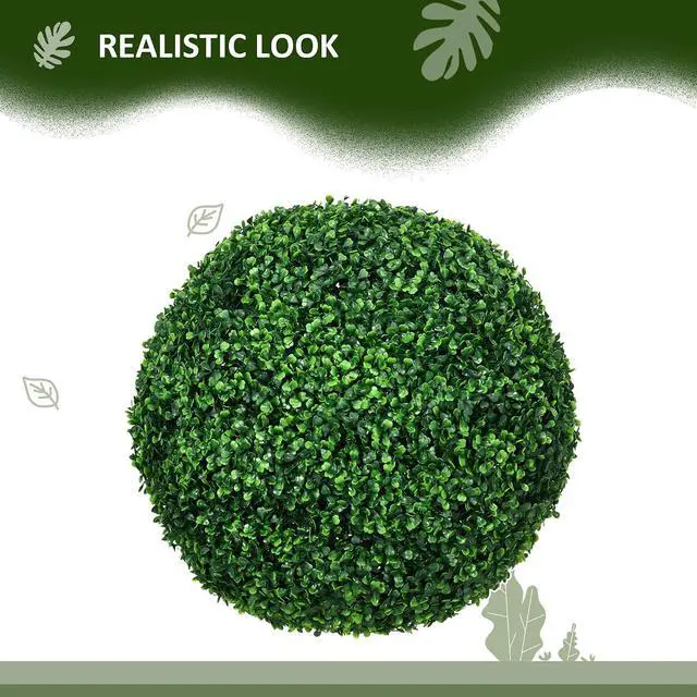 Alt view image 3 of 7 - Artificial Boxwood Topiary Ball Set of 2 19.7 Inch Faux Plant Green | UV-Protected, Anti-Fading Fake Plants, for Home Indoor Outdoor Porch