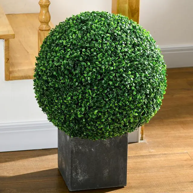 Alt view image 6 of 7 - Artificial Boxwood Topiary Ball Set of 2 19.7 Inch Faux Plant Green | UV-Protected, Anti-Fading Fake Plants, for Home Indoor Outdoor Porch