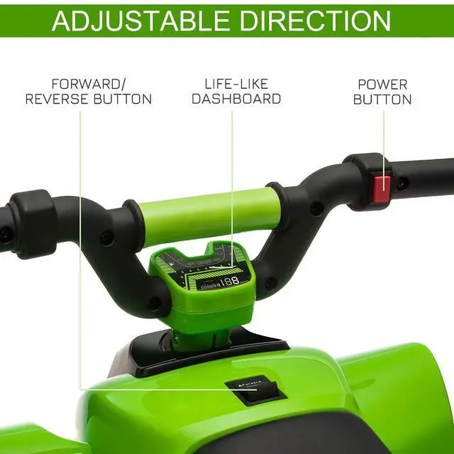 Alt view image 4 of 7 - 6V Kids ATV 4-Wheeler Ride on Car for 18-36 Months Old Toddlers Green | Electric Motorized Quad, Battery Powered Vehicle, Forward/Reverse Switch