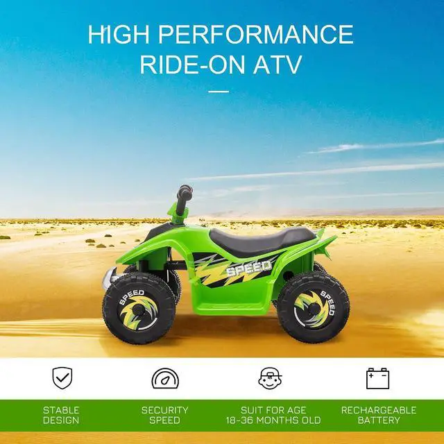 Alt view image 3 of 7 - 6V Kids ATV 4-Wheeler Ride on Car for 18-36 Months Old Toddlers Green | Electric Motorized Quad, Battery Powered Vehicle, Forward/Reverse Switch