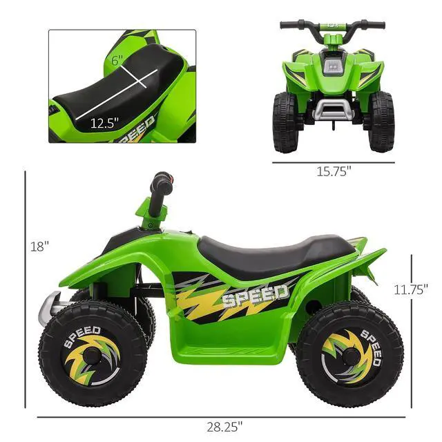 Alt view image 7 of 7 - 6V Kids ATV 4-Wheeler Ride on Car for 18-36 Months Old Toddlers Green | Electric Motorized Quad, Battery Powered Vehicle, Forward/Reverse Switch