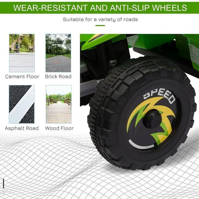 Alt view image 6 of 7 - 6V Kids ATV 4-Wheeler Ride on Car for 18-36 Months Old Toddlers Green | Electric Motorized Quad, Battery Powered Vehicle, Forward/Reverse Switch