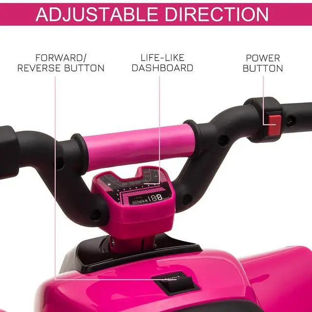 Alt view image 4 of 7 - 6V Kids ATV 4-Wheeler Ride on Car for 18-36 Months Old Toddlers Pink | Electric Motorized Quad, Battery Powered Vehicle, Forward/Reverse Switch