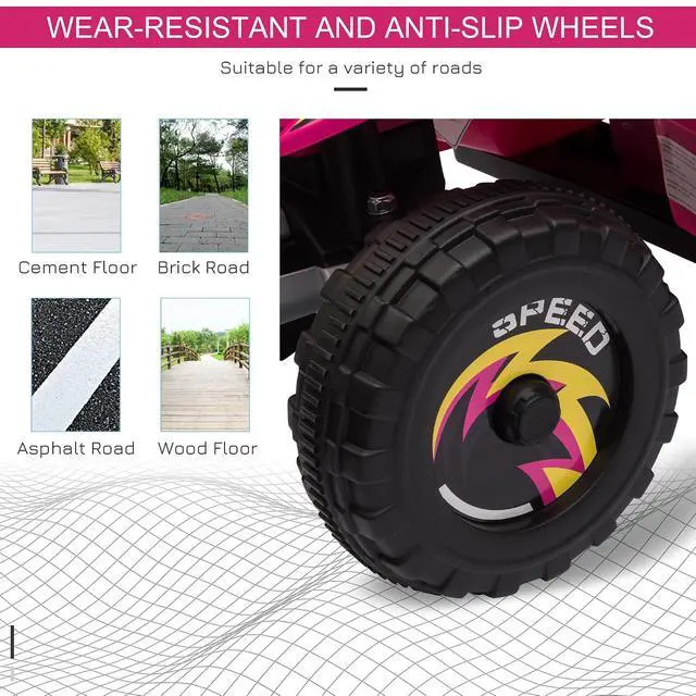 Alt view image 6 of 7 - 6V Kids ATV 4-Wheeler Ride on Car for 18-36 Months Old Toddlers Pink | Electric Motorized Quad, Battery Powered Vehicle, Forward/Reverse Switch