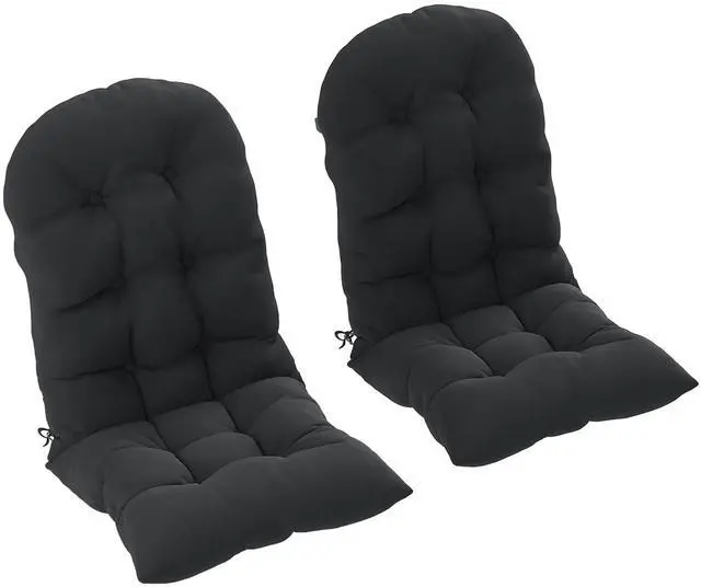 Main image of Outdoor Adirondack Chair Cushions Set of 2 Tufted Black | High Back, Patio Cushions with Ties, Non-Slip Replacement Seat Pads, for Adirondack Chairs