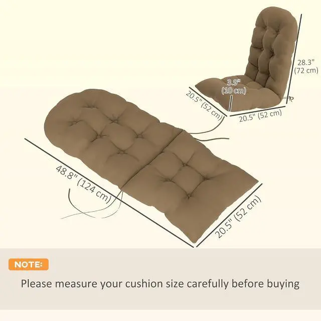 Alt view image 7 of 7 - Outdoor Adirondack Chair Cushions Set of 2 Tufted Khaki | High Back, Patio Cushions with Ties, Non-Slip Replacement Seat Pads, for Adirondack Chairs