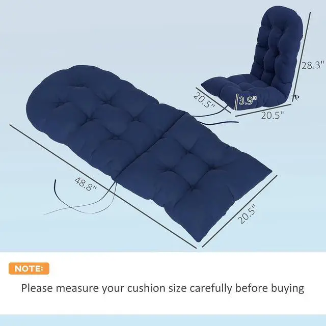 Alt view image 7 of 7 - Outdoor Adirondack Chair Cushions Set of 2 Tufted Navy Blue | High Back, Patio Cushions with Ties, Non-Slip Replacement Seat Pads, for Adirondack Chairs