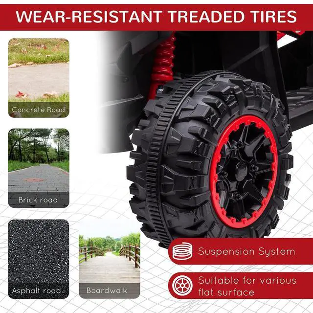 Alt view image 4 of 7 - 12V Kids ATV Quad Car, 4 Wheeler, Forward & Backward Function, Red | Four Wheeler for Kids, Wear-Resistant Wheels, Music, Up to 3.7 MPH, Electric Ride-on ATV for Toddlers