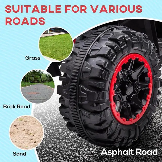 Alt view image 6 of 7 - 12V Kids ATV Quad Car, 4 Wheeler, Forward & Backward Function, Red | Four Wheeler for Kids, Wear-Resistant Wheels, Music, Up to 3.7 MPH, Electric Ride-on ATV for Toddlers