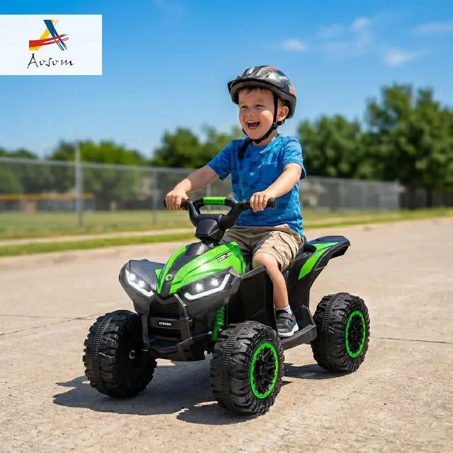 Alt view image 2 of 7 - 12V Kids ATV Quad Car, 4Wheeler, Forward & Backward Function, Green | Wear-Resistant Wheels, Music, Up to 3.7 MPH, Electric Ride-on ATV, for Toddlers Ages 3+ Years Old