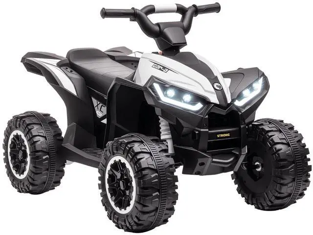 Main image of 12V Kids ATV Quad Car, 4 Wheeler, Forward & Backward Function, White | Wear-Resistant Wheels, Music, Up to 3.7 MPH, Electric Ride-on ATV, for Toddlers Ages 3+ Years Old
