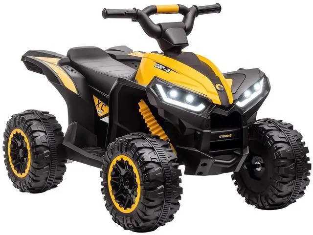 Main image of 12V Kids ATV Quad Car with Forward & Backward Function Ages 3+ Yellow | Four Wheeler for Kids, Wear-Resistant Wheels, Music, Up to 3.7 MPH, Electric Ride-on ATV for Toddlers