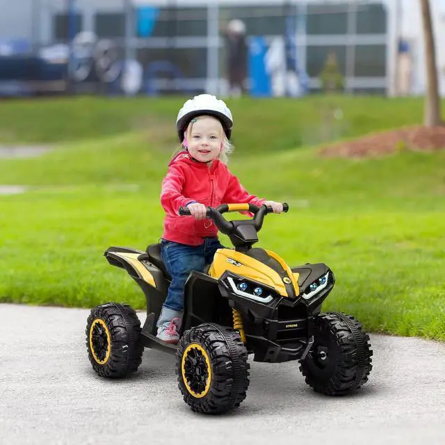 Alt view image 2 of 7 - 12V Kids ATV Quad Car with Forward & Backward Function Ages 3+ Yellow | Four Wheeler for Kids, Wear-Resistant Wheels, Music, Up to 3.7 MPH, Electric Ride-on ATV for Toddlers