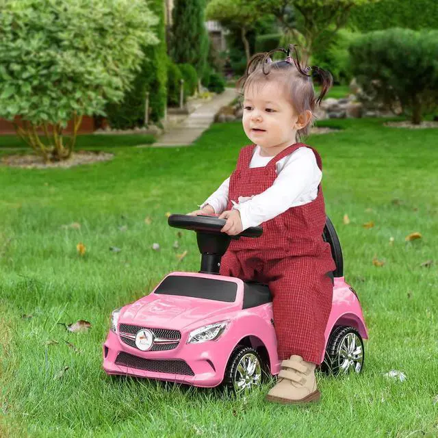 Alt view image 2 of 7 - Kids Ride On Push Car Foot-to-Floor Walking Sliding Toy Car Pink | for Toddler, Working Horn, Music, Headlights, Storage