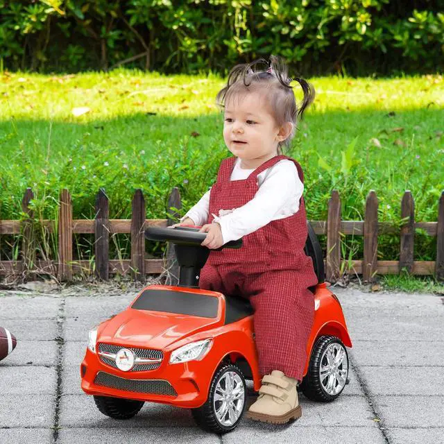 Alt view image 2 of 7 - Kids Ride On Push Car Foot-to-Floor Walking Sliding Toy Car Red | for Toddler, Working Horn, Music, Headlights, Storage