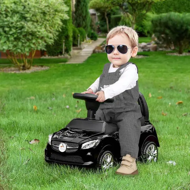 Alt view image 2 of 7 - Kids Ride On Push Car Foot-to-Floor Walking Sliding Toy Car Black | for Toddler, Working Horn, Music, Headlights, Storage