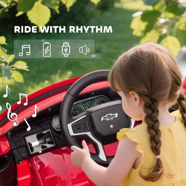 Alt view image 6 of 7 - Licensed Chevrolet Tahoe Ride On Car Parent Remote Control Red | 12V 7AH Battery Power Ride On Toy, LED Lights, Music, 4 Wheeler Suspension, 3 Speeds, Kids Electric Vehicle, Aged 3+