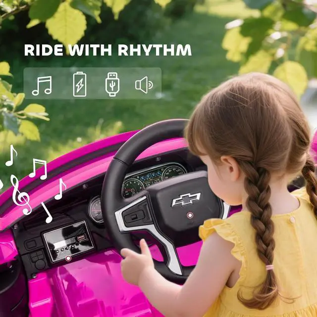 Alt view image 6 of 7 - Licensed Chevrolet Tahoe Ride On Car Parent Remote Control Pink | 12V 7AH Battery Power Ride On Toy, LED Lights, Music, 4 Wheeler Suspension, 3 Speeds, Kids Electric Vehicle, Aged 3+