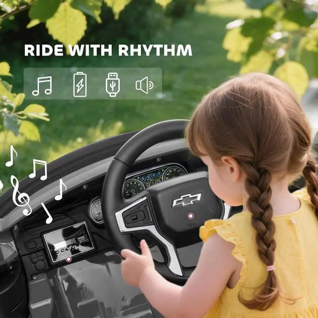 Alt view image 6 of 7 - Licensed Chevrolet Tahoe Ride On Car Parent Remote Control Gray | 12V 7AH Battery Power Ride On Toy, LED Lights, Music, 4 Wheeler Suspension, 3 Speeds, Kids Electric Vehicle, Aged 3+