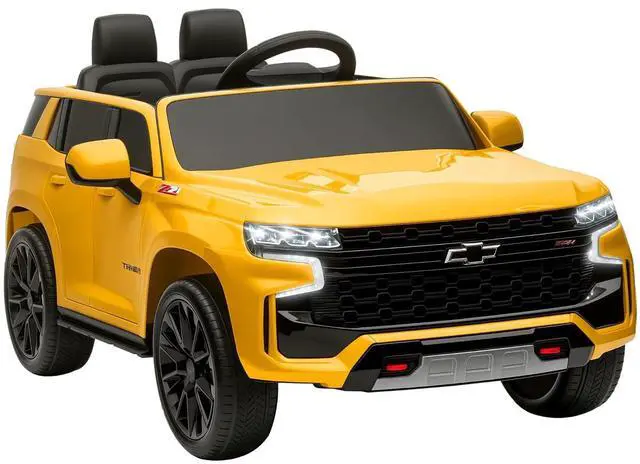 Main image of Licensed Chevrolet Tahoe Ride On Car Parent Remote 12V 7AH Yellow | Battery Power Ride On Toy, LED Lights, Music, 4 Wheeler Suspension, 3 Speeds, Kids Electric Vehicle for Aged 3+