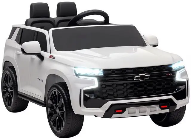Main image of Licensed Chevrolet Tahoe Ride On Car Parent Remote Control White | 12V 7AH Battery Power Ride On Toy, LED Lights, Music, 4 Wheeler Suspension, 3 Speeds, Kids Electric Vehicle, Aged 3+