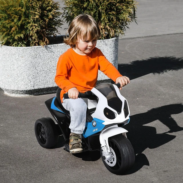 Alt view image 2 of 7 - 6V Kids Electric Motorcycle Licensed BMW Toddler Motorcycle Blue | Music, Headlight, 3 Wheeled, Gift for Boys & Girls