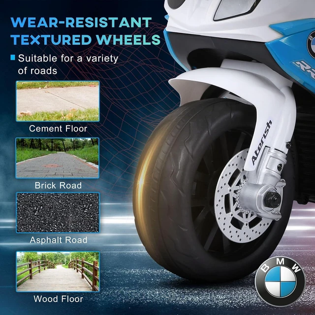Alt view image 5 of 7 - 6V Kids Electric Motorcycle Licensed BMW Toddler Motorcycle Blue | Music, Headlight, 3 Wheeled, Gift for Boys & Girls