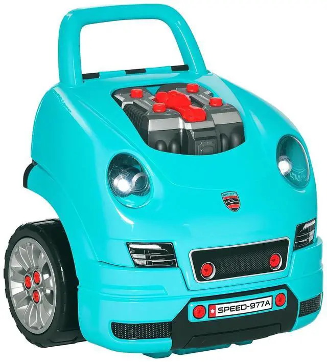 Main image of Qaba Truck Engine Toy with Lights, Sounds, Steering Wheel for Kids 3+, Blue | Kids Mechanic Set, Pretend Car Service Station Play, 61-Piece Included, Toy Engine Building Kit